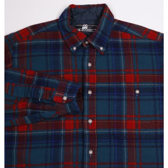 Pendleton Lobo Vintage Plaid Flannel Wool Button-Up Shirt Men's Small - Picture 1 of 6